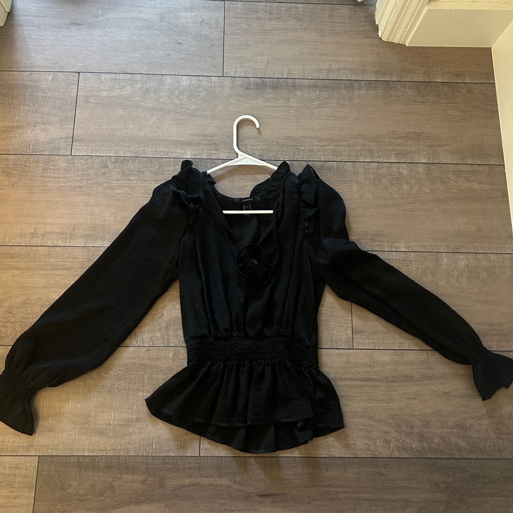 Black Evening Blouse with tie front